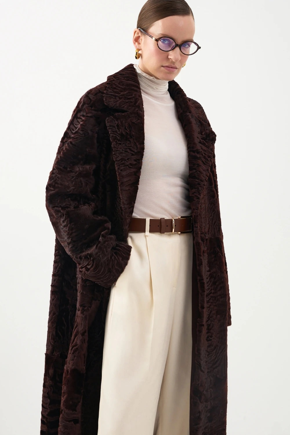 Swakara coat in Bordeaux color