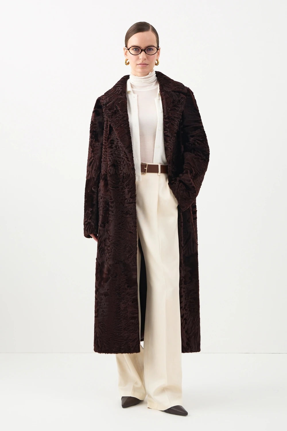 Swakara coat in Bordeaux color