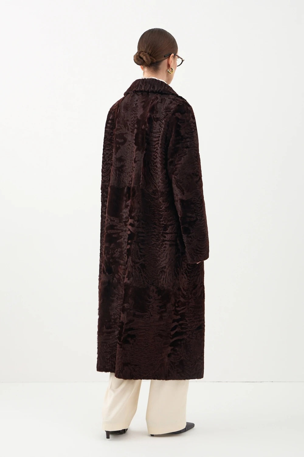 Swakara coat in Bordeaux color