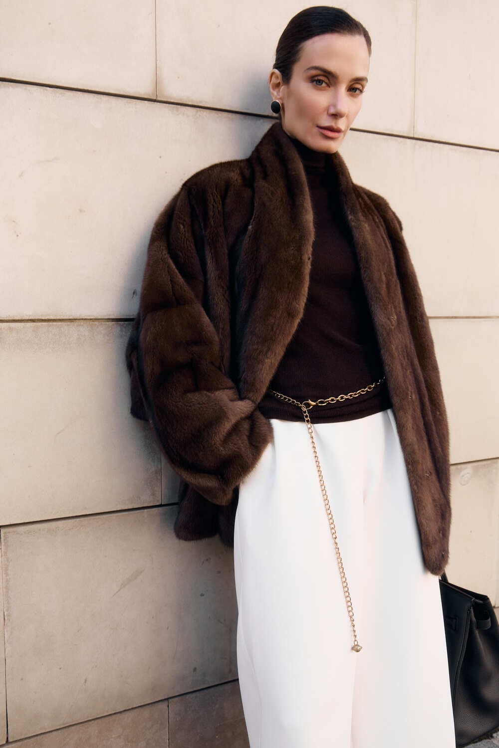 Women’s Dark Brown Mink Jacket  – Relaxed Oversized Winter Coat