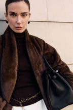 Women’s Dark Brown Mink Jacket  – Relaxed Oversized Winter Coat