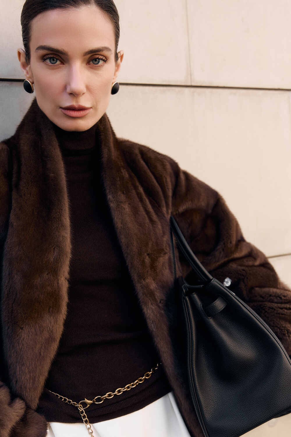 Women’s Dark Brown Mink Jacket  – Relaxed Oversized Winter Coat