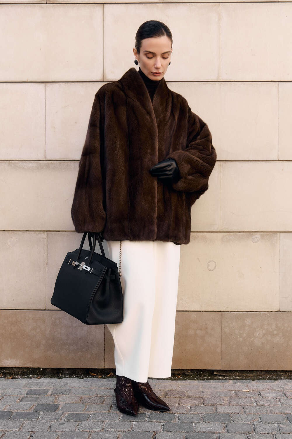 Women’s Dark Brown Mink Jacket  – Relaxed Oversized Winter Coat
