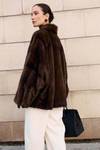 Women’s Dark Brown Mink Jacket  – Relaxed Oversized Winter Coat