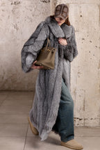 Women’s Silver Fox Fur Coat with Oversized Shawl Collar