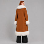 Women Penny Lane Coat with Mongolian Fur Trim