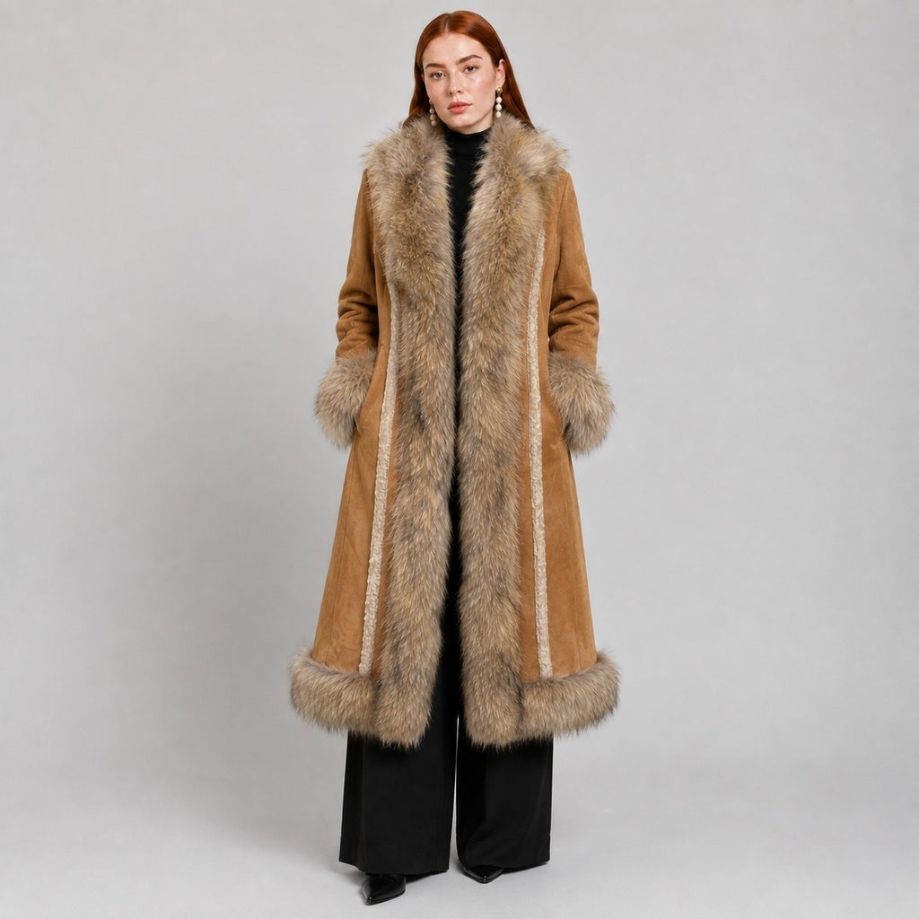 Penny Lane Coat with Fox Fur Trim