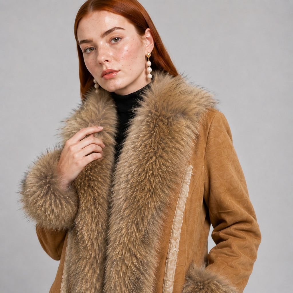 Penny Lane Coat with Fox Fur Trim