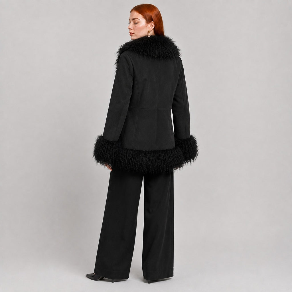 Penny Lane Jacket with Mongolian Fur Trim