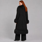 Full-Length Penny Lane Coat with Mongolian Fur Trim