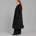 Full-Length Penny Lane Coat with Mongolian Fur Trim