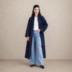 Women's Navy Swakara Fur Wrap Coat