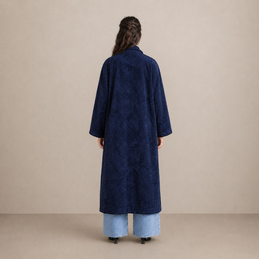 Women's Navy Swakara Fur Wrap Coat