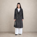 Women's Charcoal Swakara Fur Coat with Double-Breasted Closure