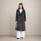 Women's Charcoal Swakara Fur Coat with Double-Breasted Closure