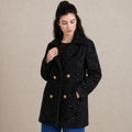 Women's Black Swakara Fur Coat with Gold Buttons