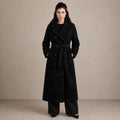 Women's Full-Length Black Swakara Fur Trench Coat