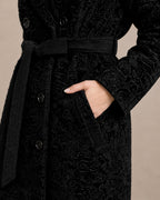 Women's Full-Length Black Swakara Fur Trench Coat