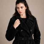Women's Full-Length Black Swakara Fur Trench Coat
