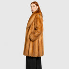 Women's Red Fox Fur Coat with Shawl Collar