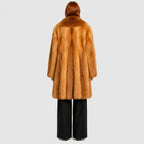 Women's Red Fox Fur Coat with Shawl Collar