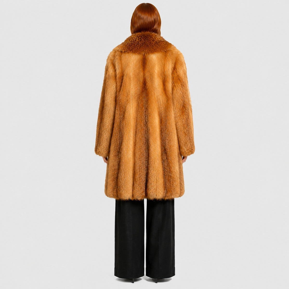 Women's Red Fox Fur Coat with Shawl Collar