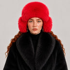 Fox Fur Trapper Hat with Ear Flaps – Scarlet Red | Pellusso