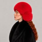 Fox Fur Trapper Hat with Ear Flaps – Scarlet Red | Pellusso