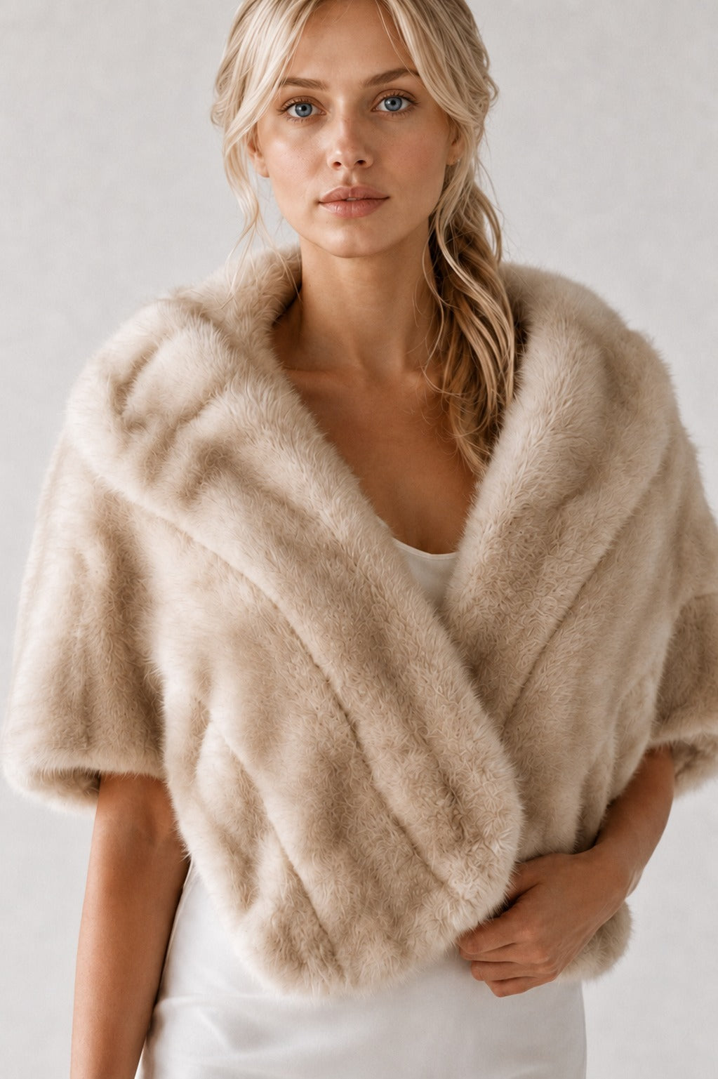 Mink Fur Stole in Ivory Beige | Pellusso