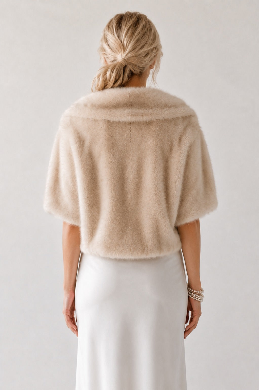 Mink Fur Stole in Ivory Beige | Pellusso