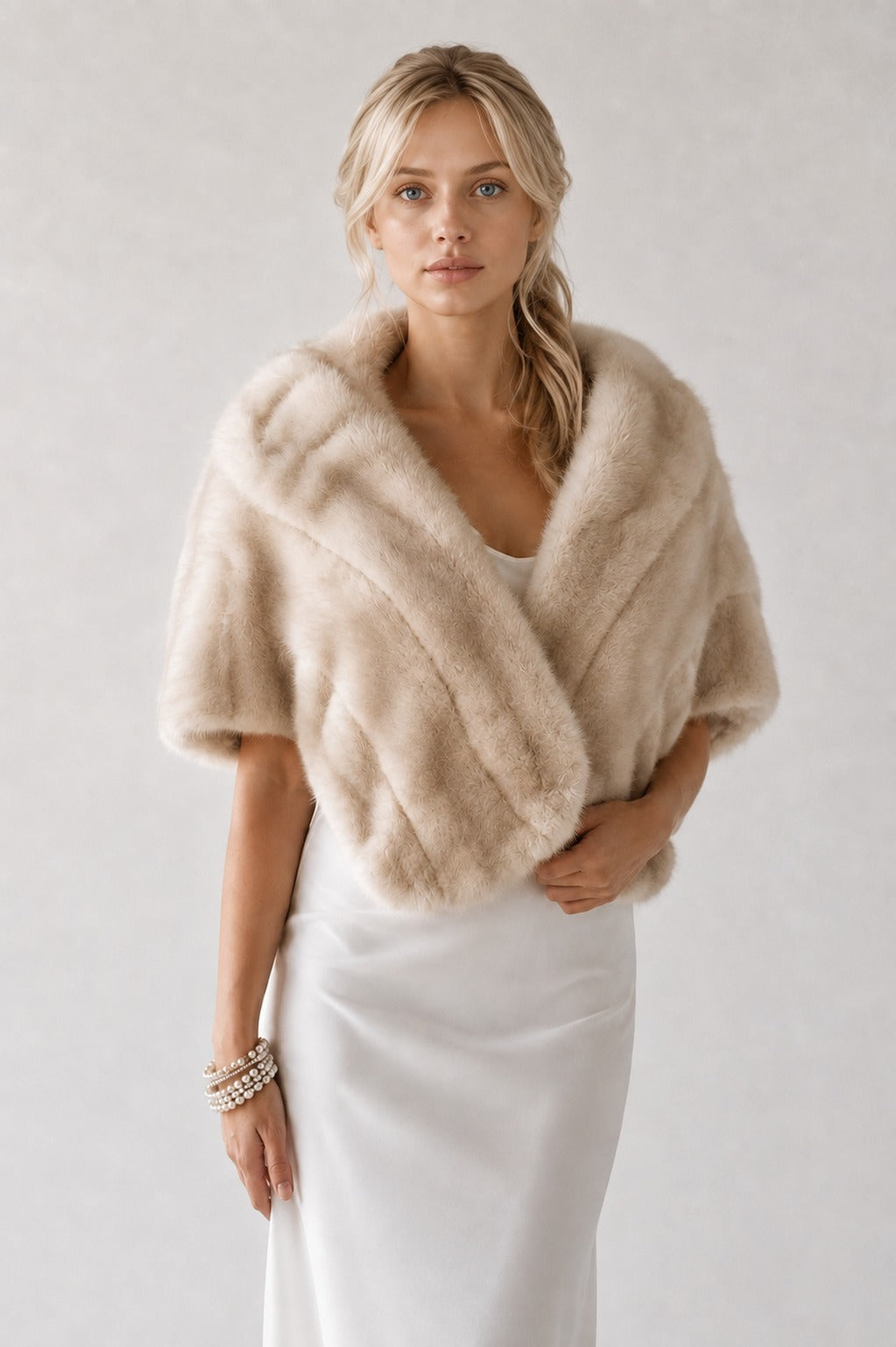 Mink Fur Stole in Ivory Beige | Pellusso