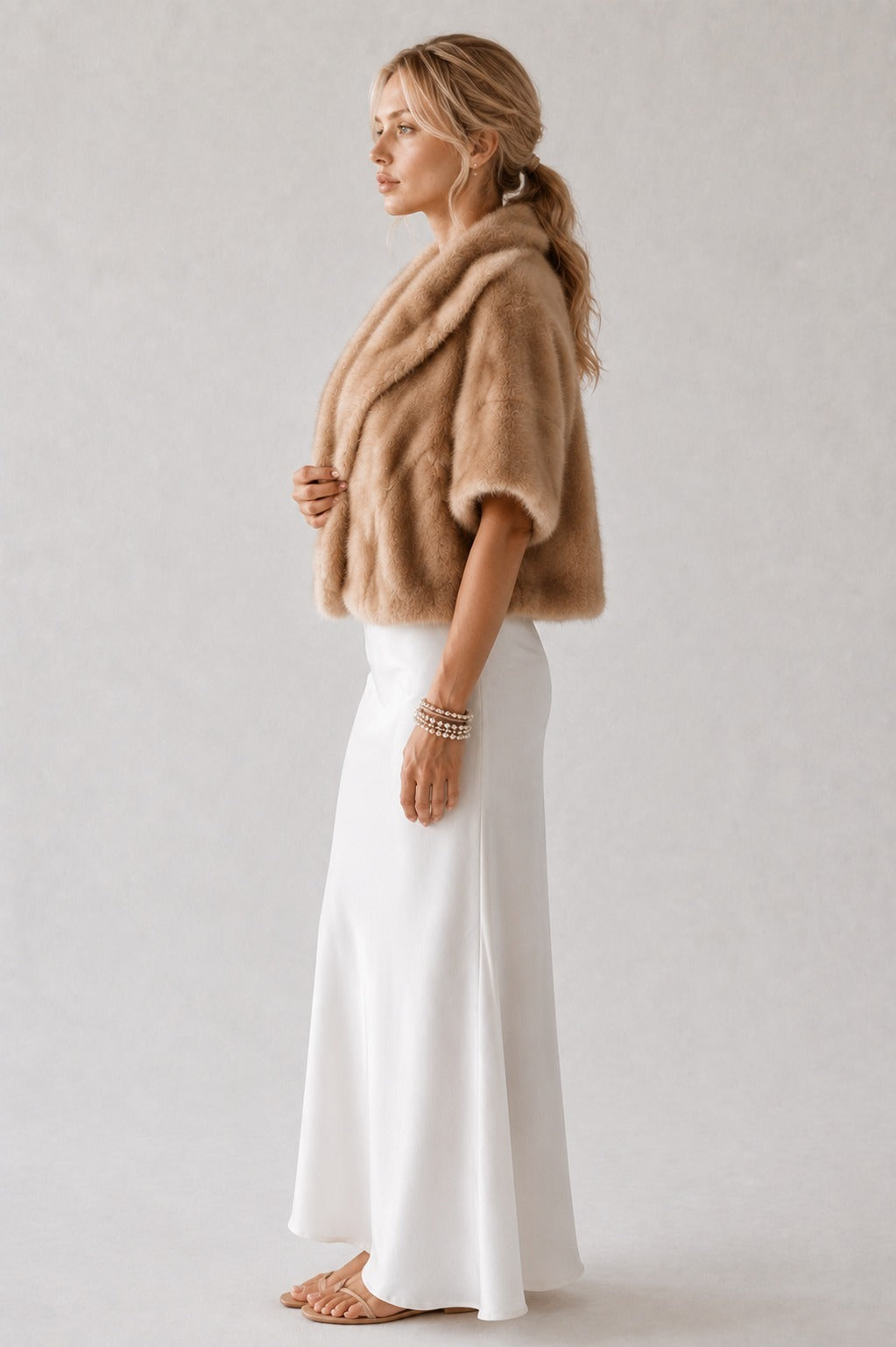 Mink Fur Capelet in Camel Tan | Pellusso