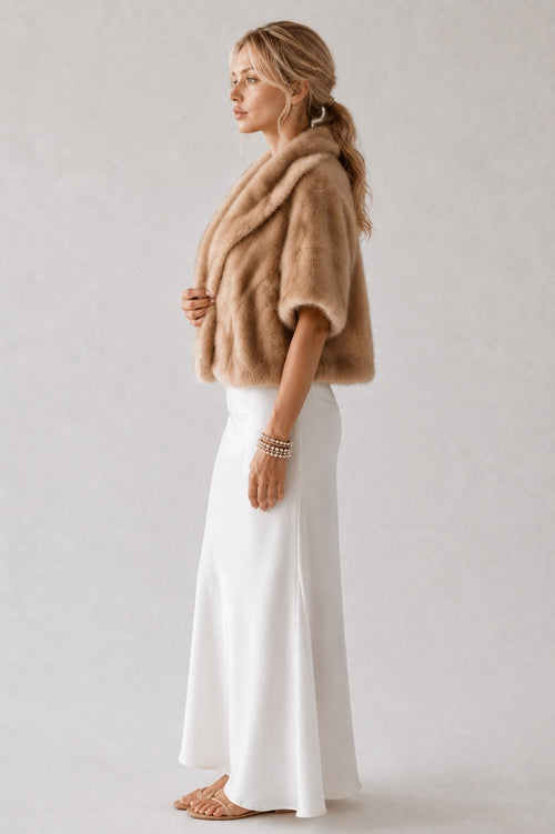 Mink Fur Capelet in Camel Tan | Pellusso