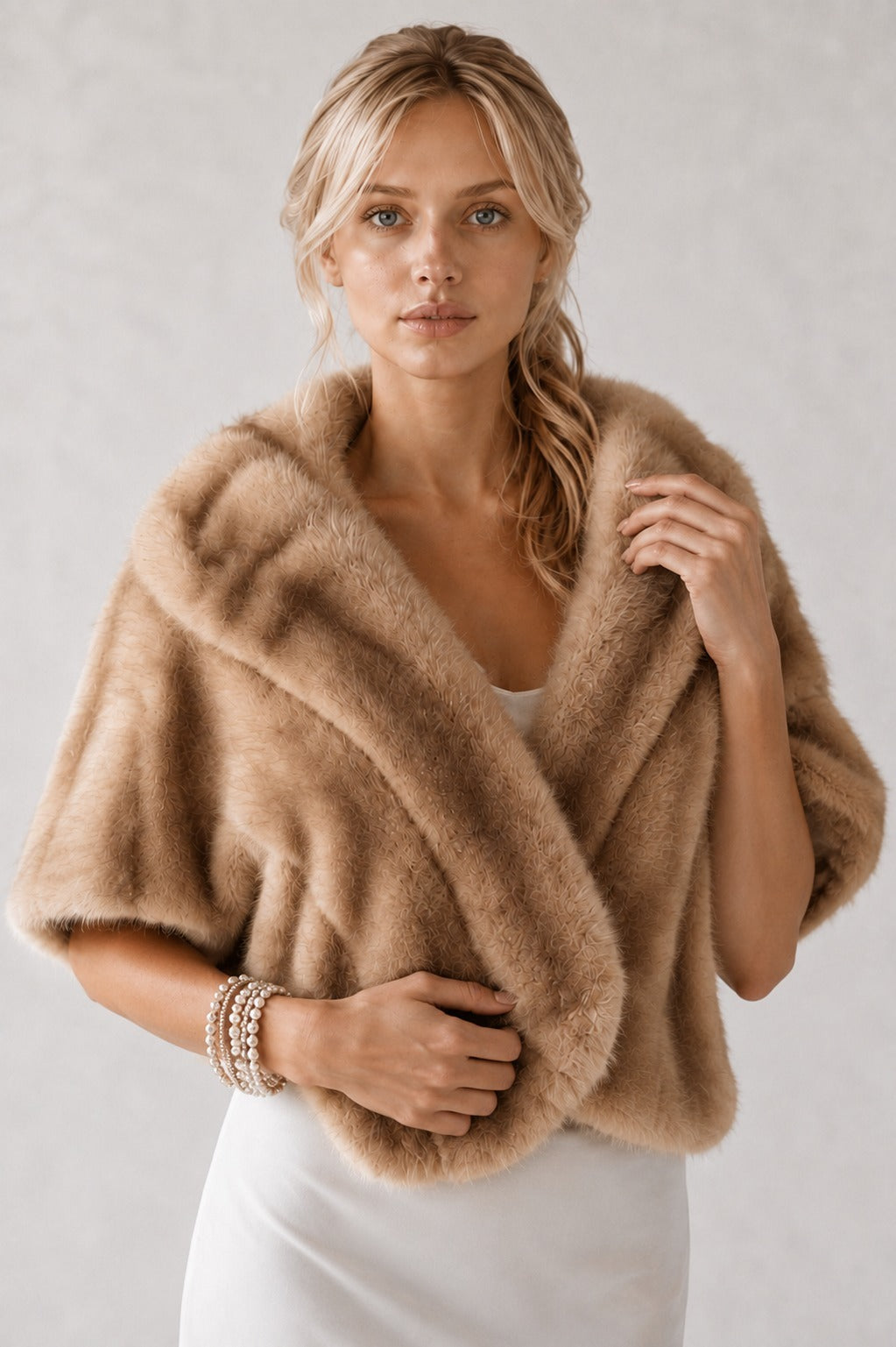 Mink Fur Capelet in Camel Tan | Pellusso