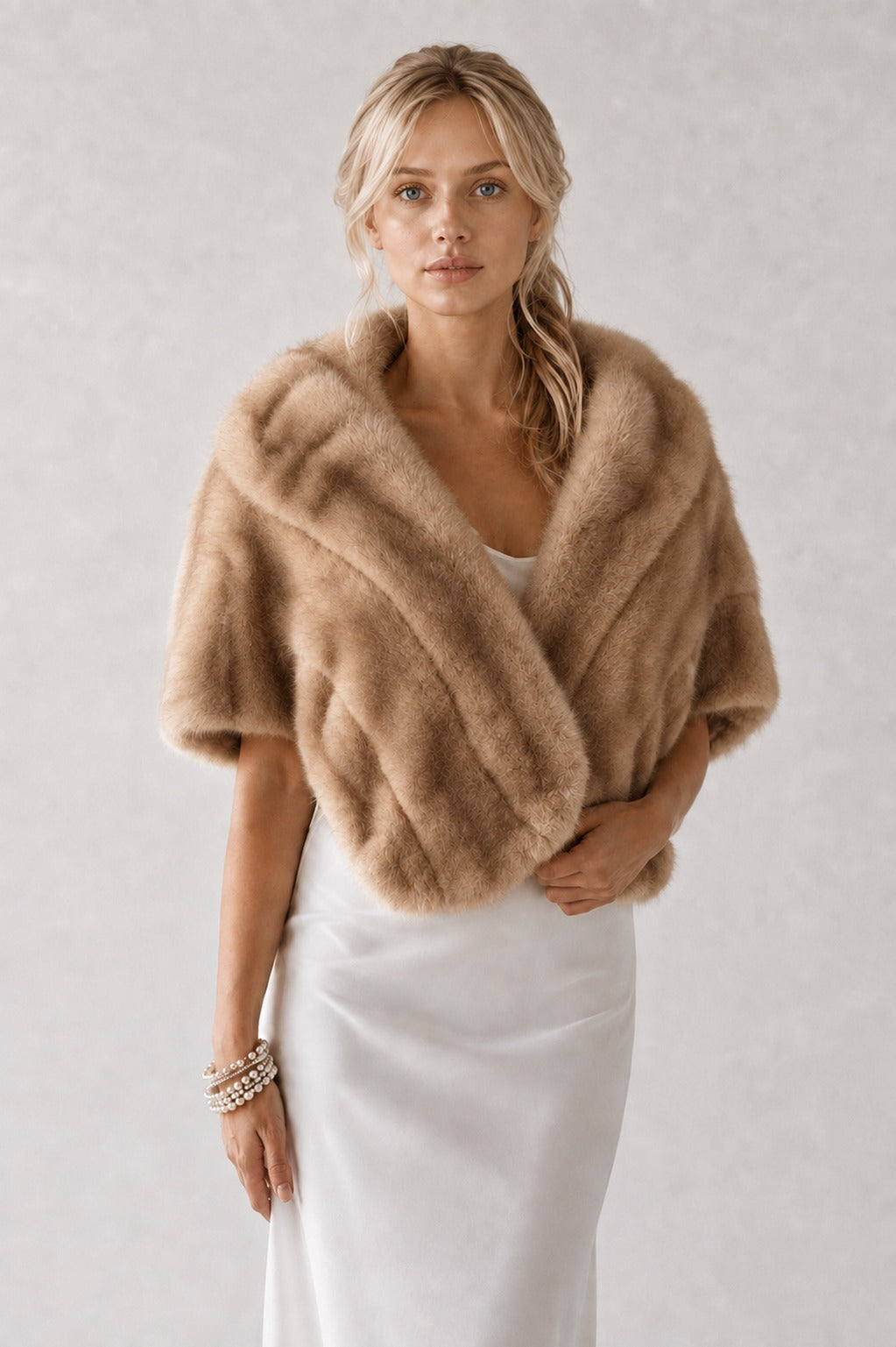 Mink Fur Capelet in Camel Tan | Pellusso