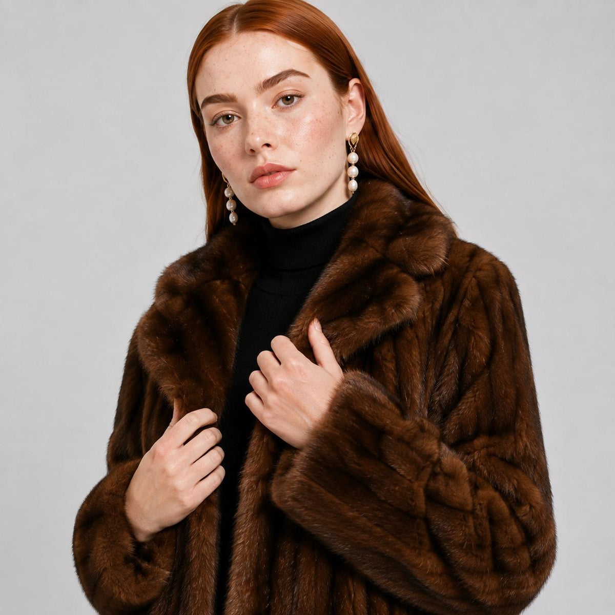 Long Brown Mink Coat for Women | Real Mink Fur Coat | Pellusso