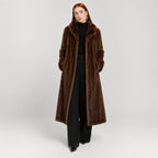 Long Brown Mink Coat for Women | Real Mink Fur Coat | Pellusso