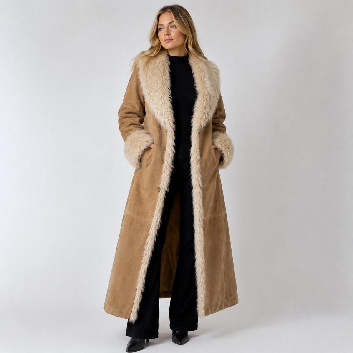 70s Suede Coat Women