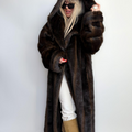 Women Brown Mink Fur Coat