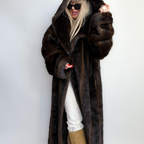 Women Brown Mink Fur Coat
