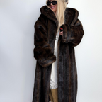 Women Brown Mink Fur Coat