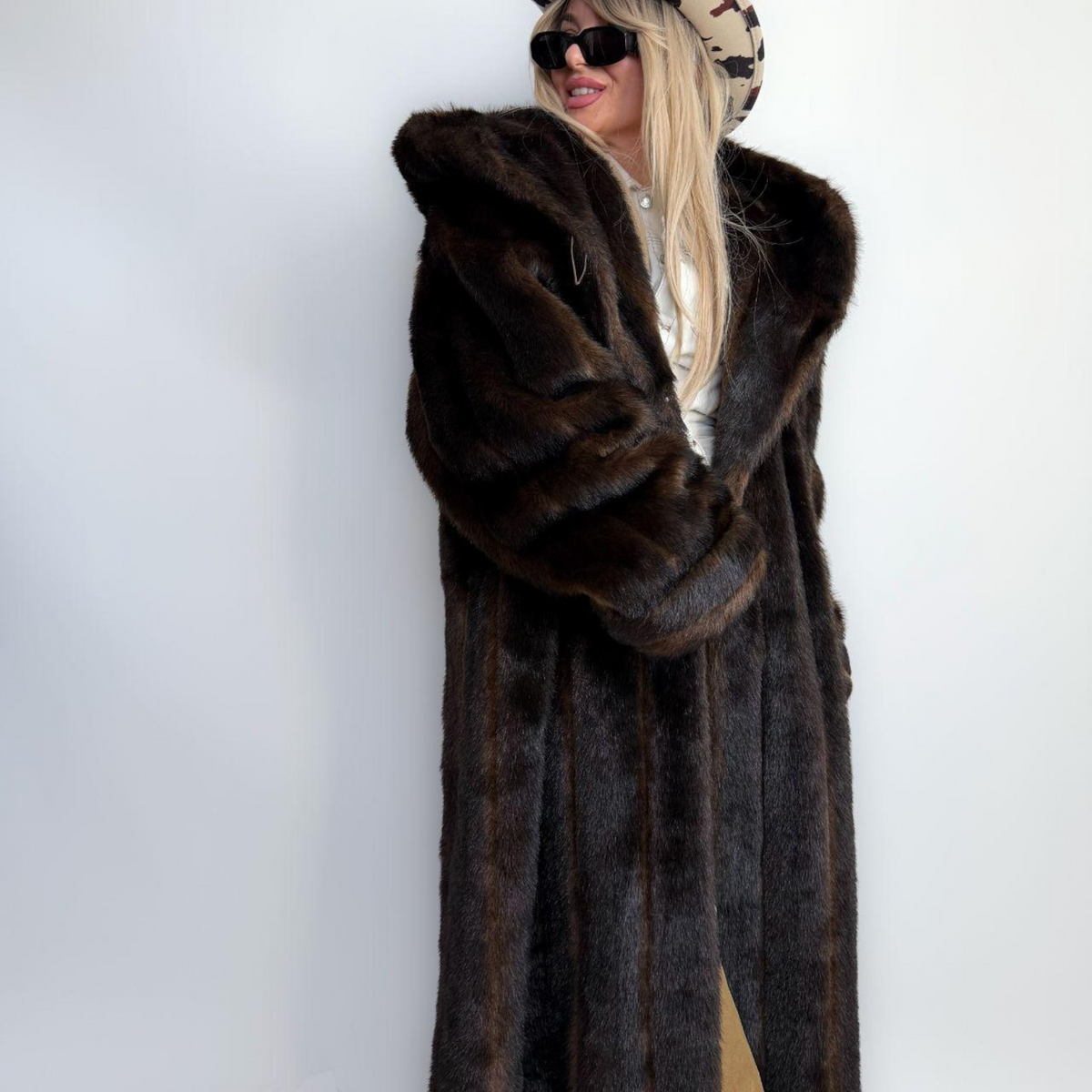 Women Brown Mink Fur Coat