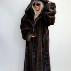 Women Brown Mink Fur Coat