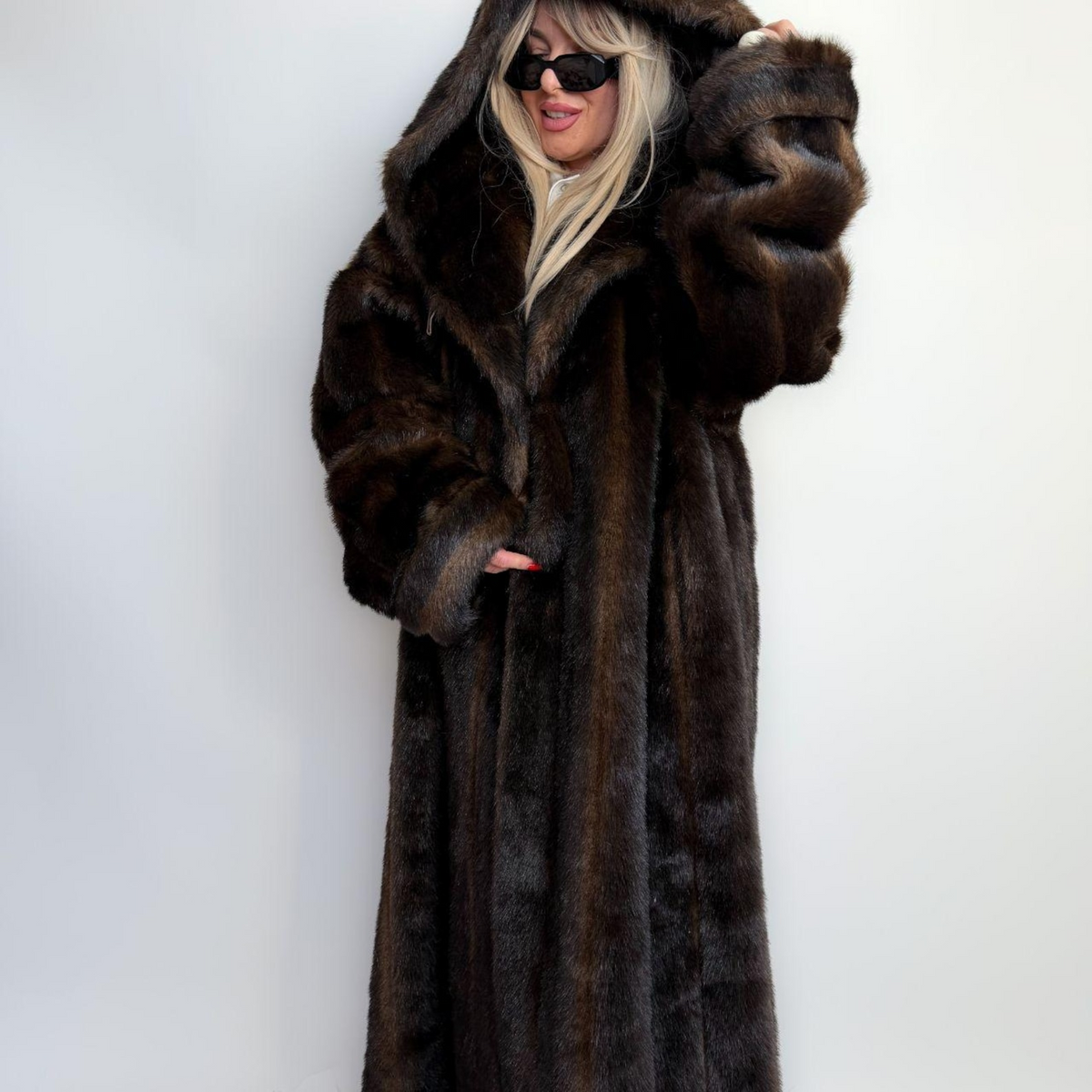 Women Brown Mink Fur Coat