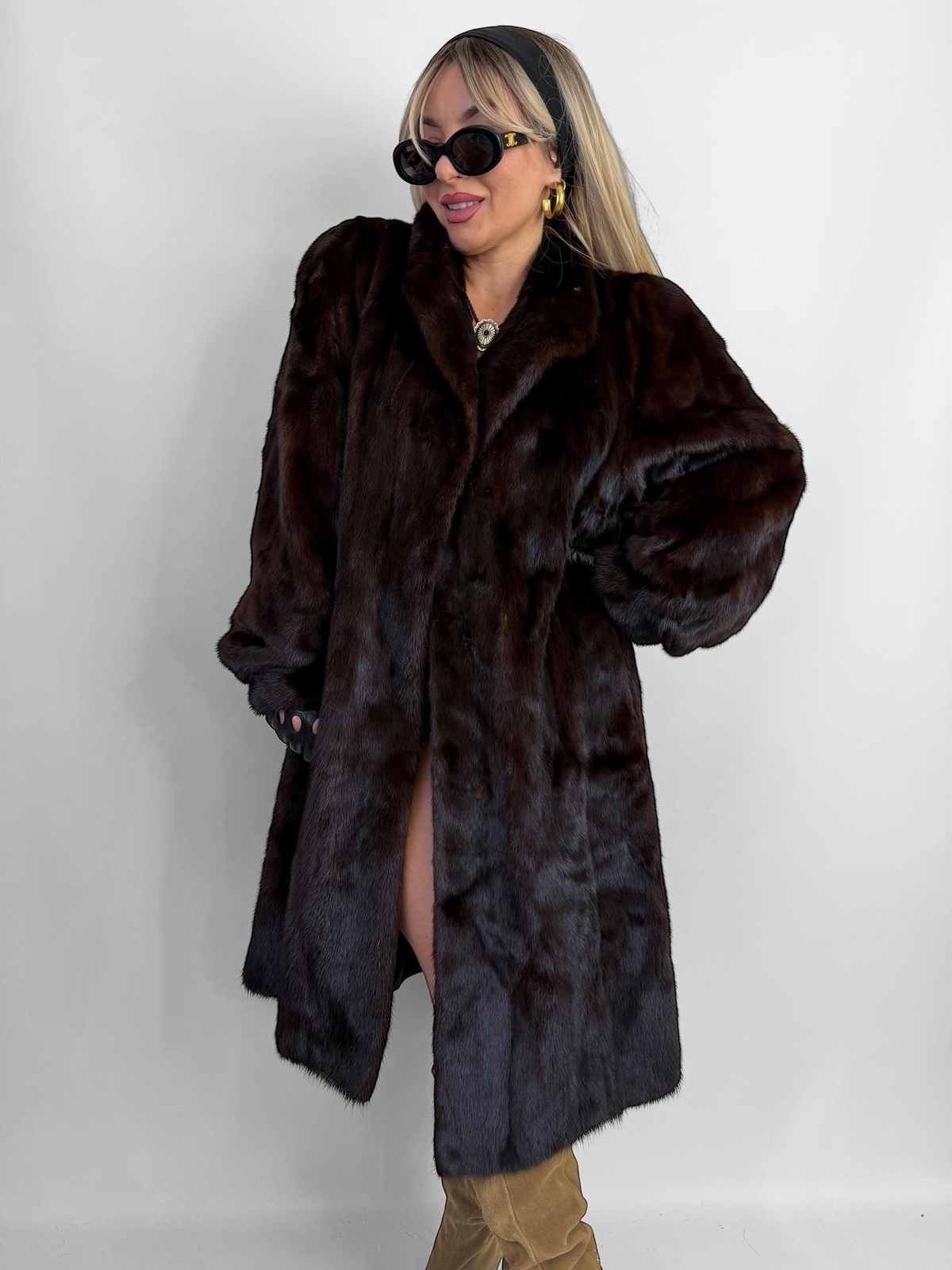 Women Natural Mink Coat Mob Wife Old Money Luxorious Style