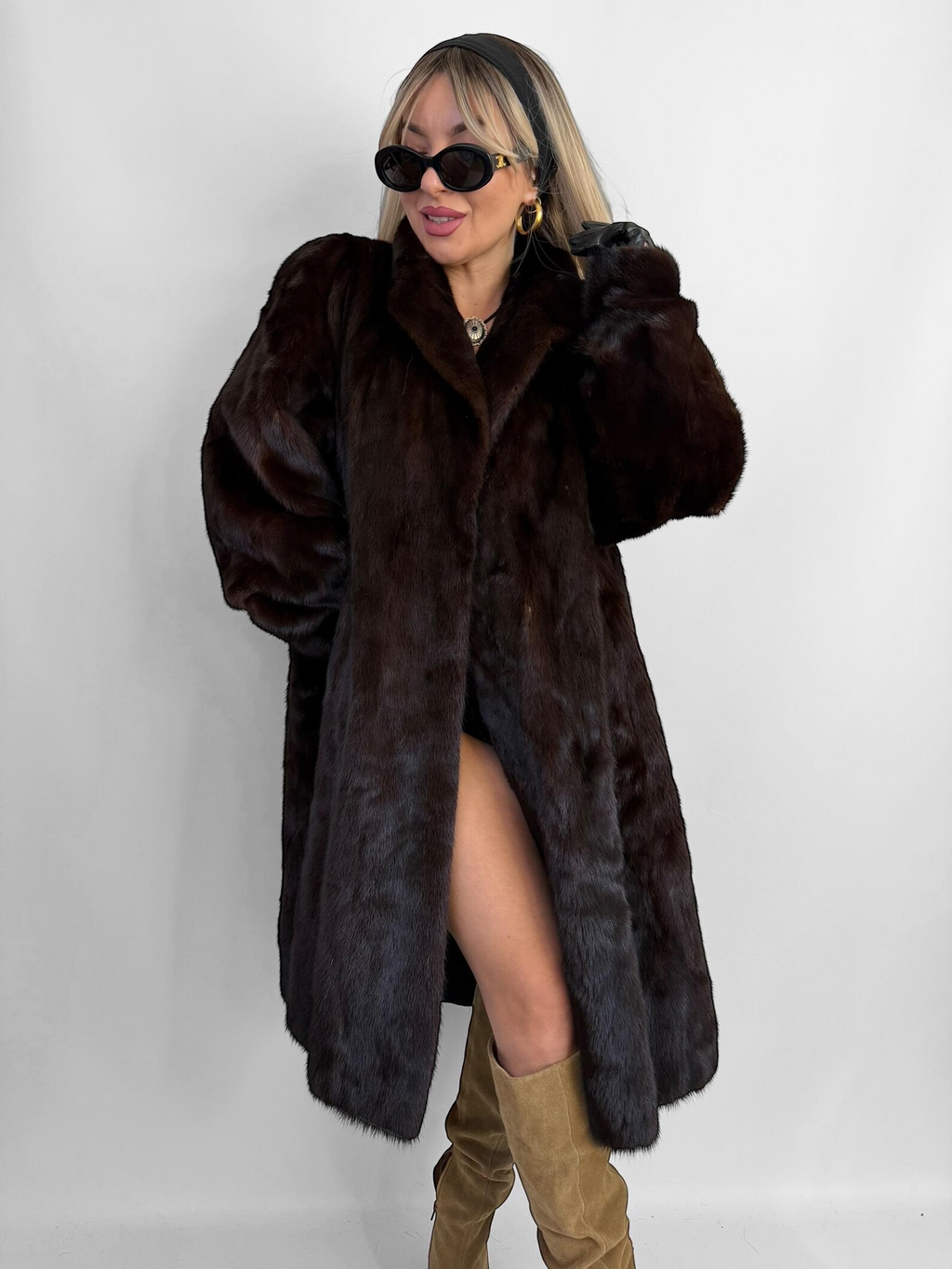Women Natural Mink Coat Mob Wife Old Money Luxorious Style