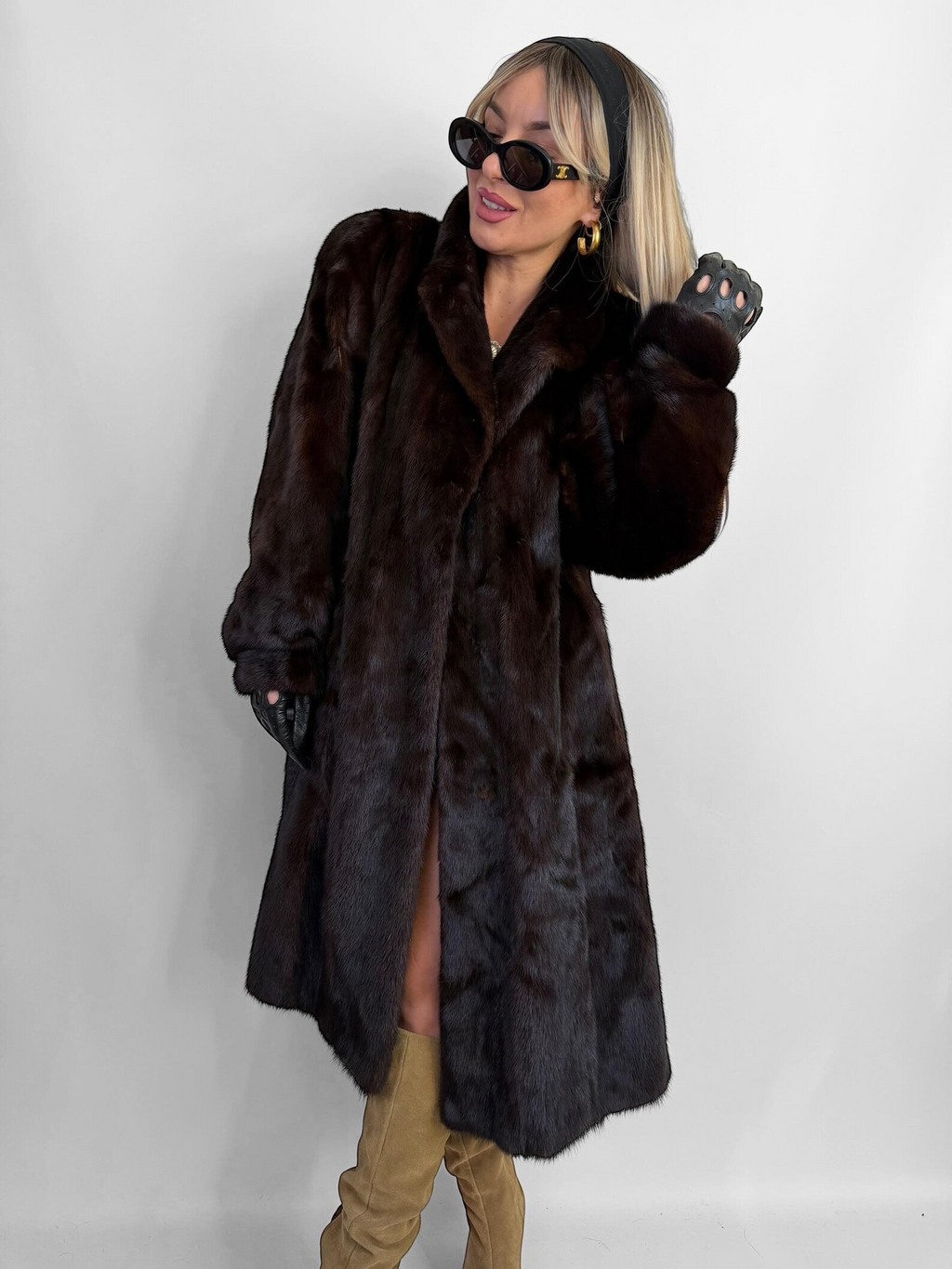 Women Natural Mink Coat Mob Wife Old Money Luxorious Style