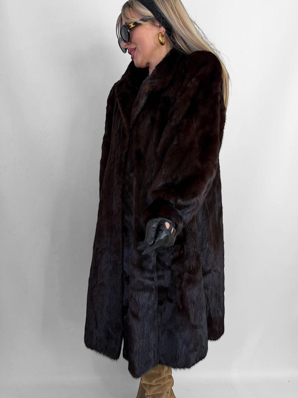 Women Natural Mink Coat Mob Wife Old Money Luxorious Style